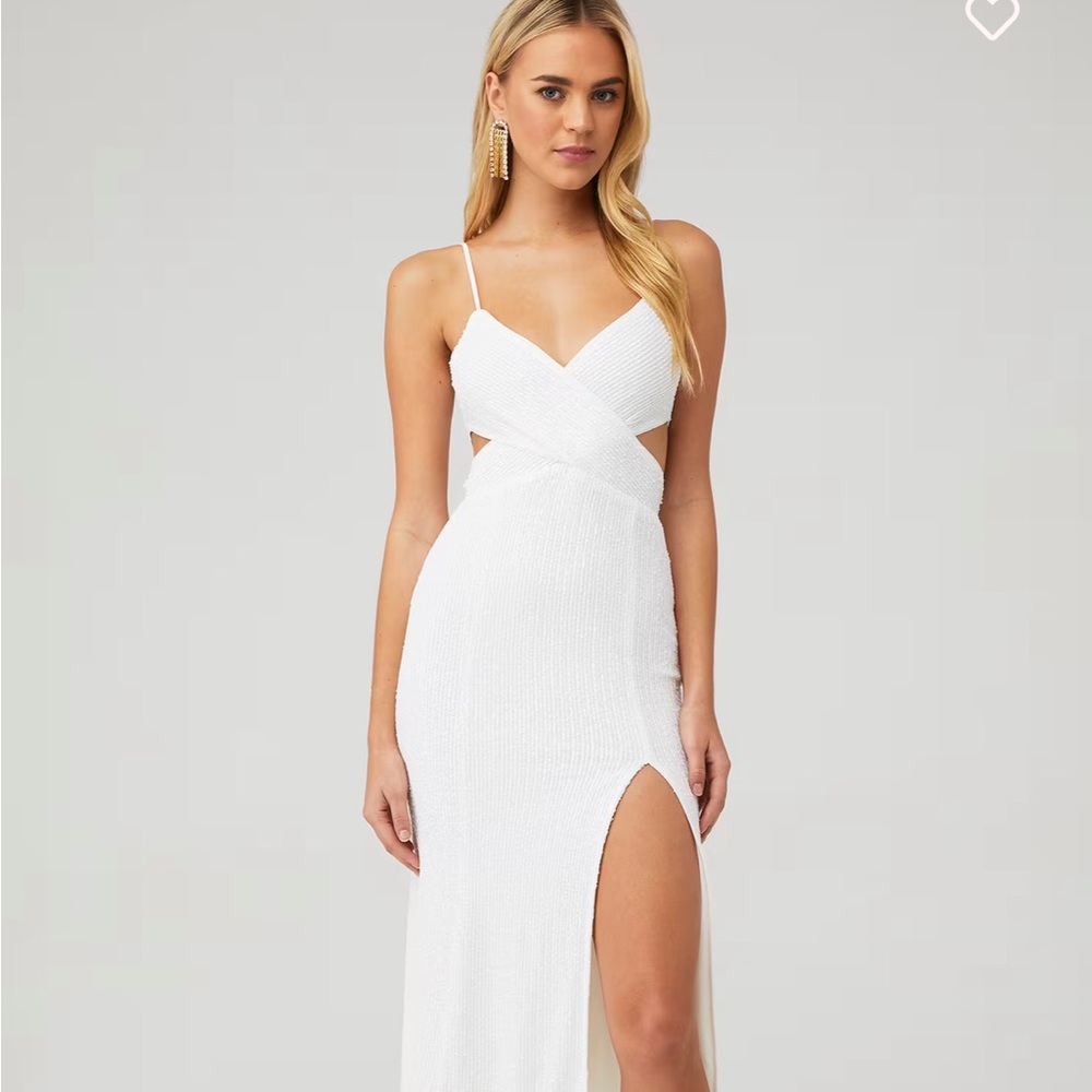 SAYLOR White Backless Dress with Slit